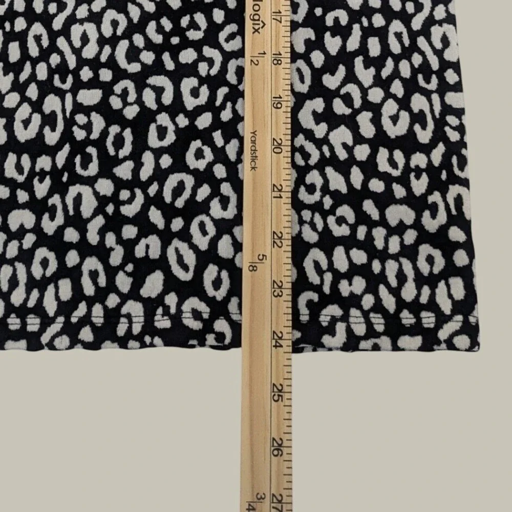Michael Kors Knit LS Top Small Black Cream Leopard Print Chic Workwear Capsule